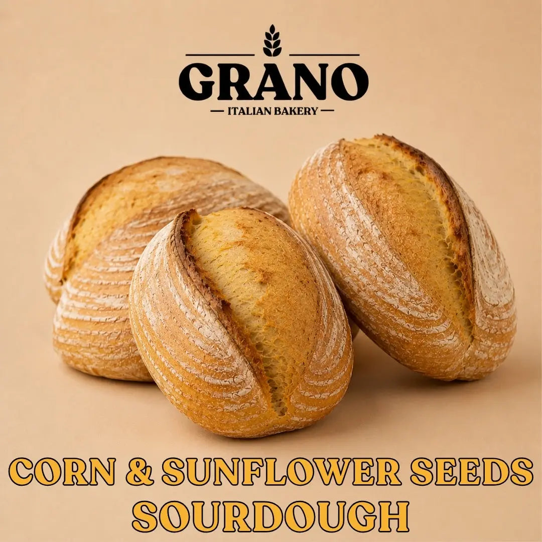 ขนมปัง Sourdough ข้าวโพดและเมล็ดทานตะวันอบสดจาก GRANO Italian Bakery ในประเทศไทย